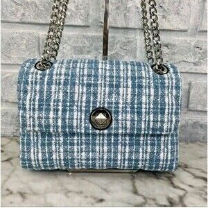 Kate Spade Natalia Denim Tweed Medium Flap Chain Shoulder Bag Crossbody